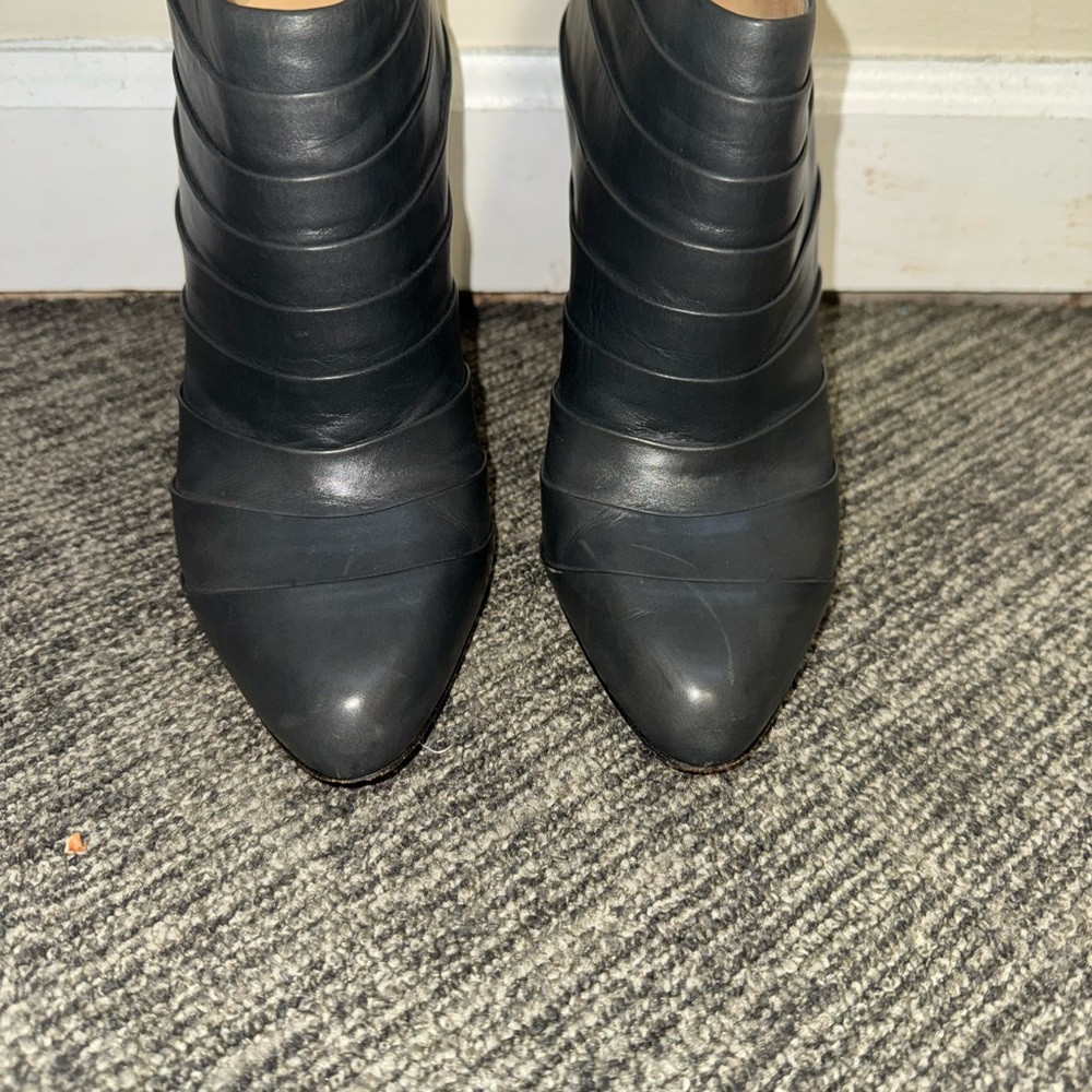 Christian Louboutin Orniron Pleated Ankle Boots in Black Leather 100